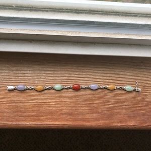 sterling silver bracelet with real jade